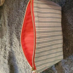 Blue and white cosmetic bag